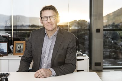 Ásgeir Margeirsson, stjórnarformaður VesturVerks, á skrifstofu HS Orku.